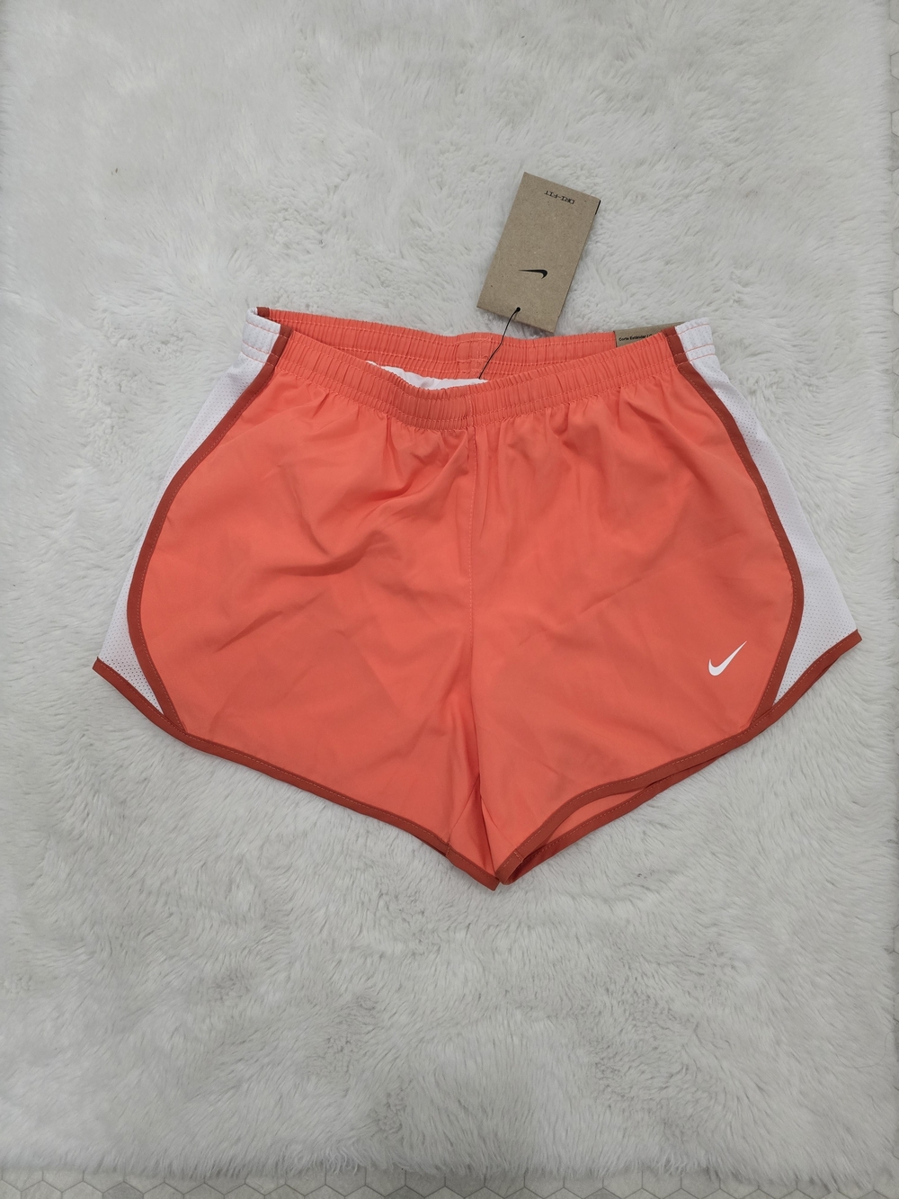 Nike Women's Athletic Shorts - Coral Orange with White